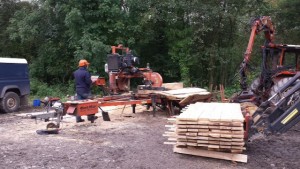 Band Saw at Cwmpalis sawing timber into planks
